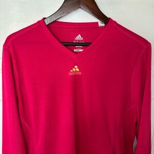Adidas ClimaLite V-Neck Shirt in Bright Pink